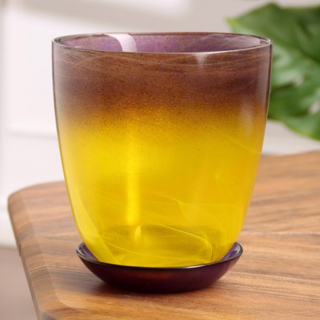 Flower pot with pallet No. 3 "Aleb" yellow-violet, 1 liter