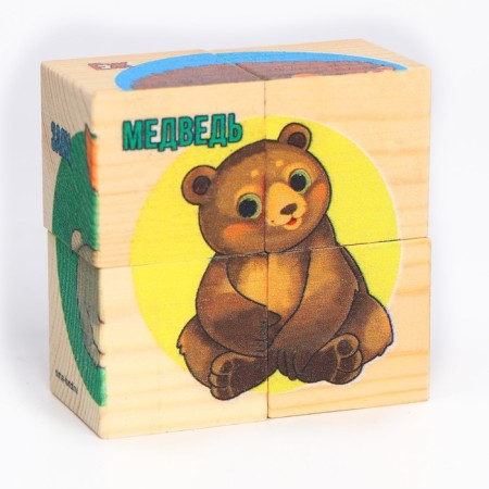 Natural wood cubes "Forest residents"-4