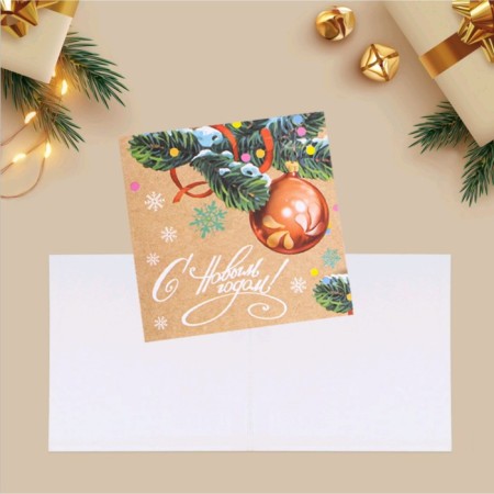 Mini-postcard "New Year's ball", 7 x 7 cm-2