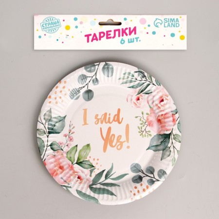 Disposable paper plate "Yes!", Set 6 pcs, 18 cm-1