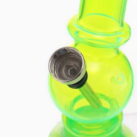 Bong, H-15 cm, "ball with leaf", acrylic, green-1