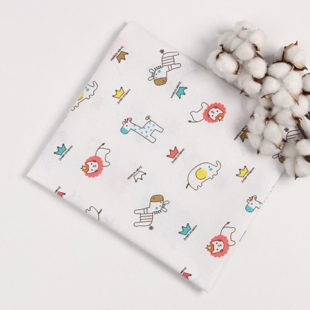 Diaper zoo, size 75x120 cm, calico, 140 g/m, cotton 100%