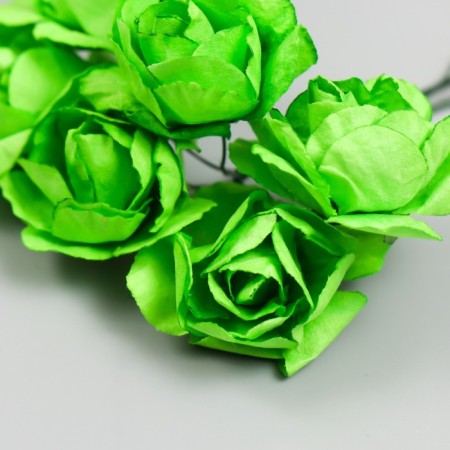 Flowers for decorating "Tea roses" 1 bouquet = 6 colors 9.5 cm juicy green-3
