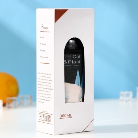 A glass bottle in a Cunning cat case, 300 ml, h = 17 cm, MIX drawing-5