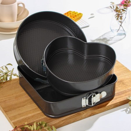A set of baking forms “Elin”, 3 subjects: D = 25/21/26 cm, removable bottom, anti -stick coating, black color-1