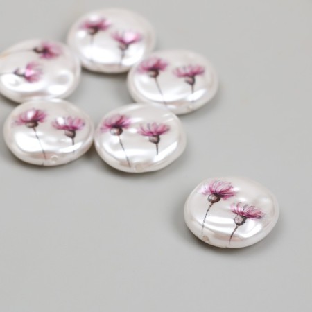 Busina for creativity plastic "Pearl Flat Circle with Cornflows" 0.5x1.6x1.6 cm