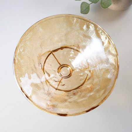Glass Vase for fruits "pattern", d = 25 cm, gold color-2