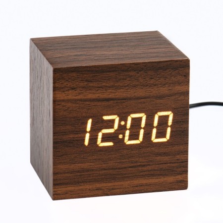 Clock - an alarm clock electronic "digit" with a thermometer, wooden, 6.5 cm, aaa, USB-1