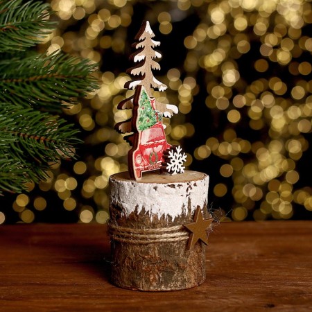New Year's decor "New Year's car on the stump" 7 × 7 × 17 cm-1