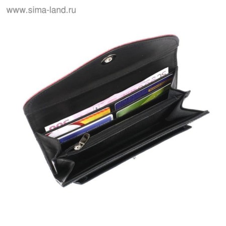 Wallet, button, 5 departments for bills, 2 for coins, 4 for cards, red python/black show-1