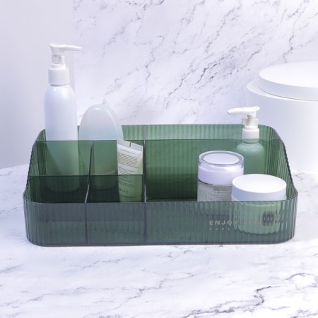 Organizer for storing manicure/cosmetic supplies "Green", 7 sections, 30 × 20 × 8 cm, translucent/green color-3