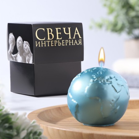 Figure candle "Ball. Planet", 6x5.5 cm, turquoise, in a box