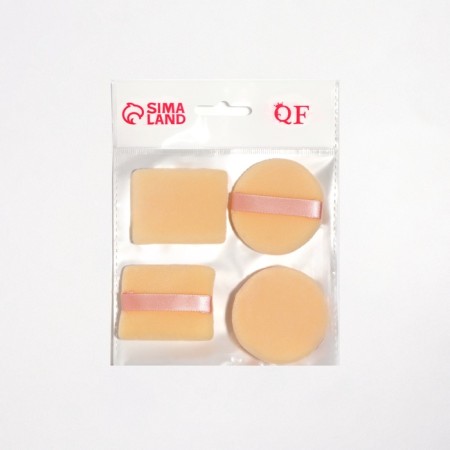 Pugs for makeup, set - 4 pcs, d = 5 cm / 5.5 × 4.4 cm, with a holder, beige color-3