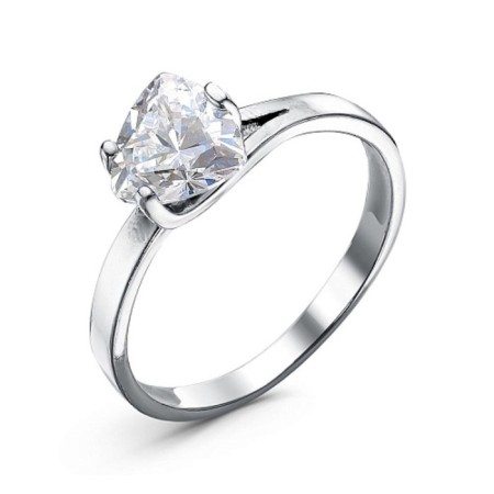 Ring "Flame", silvering with oxidation, white color, 17.5 size