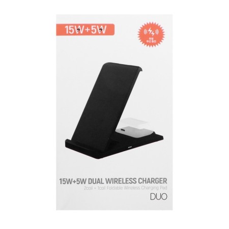 Wireless charging station 2 in 1 LCC-82, 15 W + 5 W, with a stand, white-8