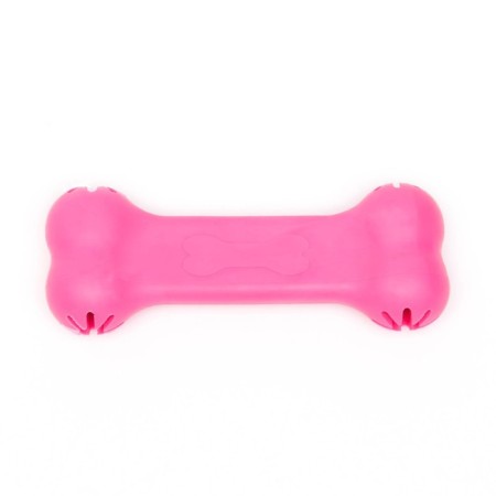 Chewing toy "Tasty bone" with holes for treats, TPR, 11 cm, pink-2