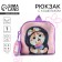 Baby plush backpack with a wallet "Cat with ice cream", 24*24 cm, lilac color