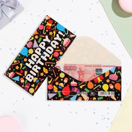 Money envelope "Happy Birthday!" Sweets, 16x8 cm-1