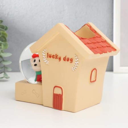Souvenir Polystone Water Ball Light/for pens "dog at the booth" mix 13x7x17 cm-5