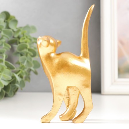 Souvenir Polystone "Golden Cat" 3.4x6x13 cm-3