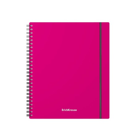 Notebook A5, 80 sheets in a cage on the crest Erichkrause "Neon", plastic cover, elastic band, offset block, whiteness 100%, mix-4