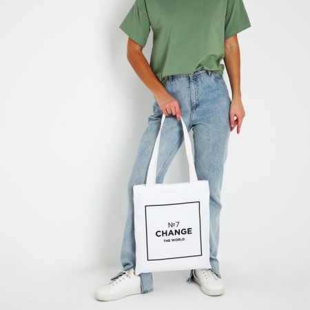 Bag Schoper "Change the World" 35x0.5x40 cm, Department without lightning, without lining, white-6