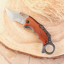 Folding “boomerang” knife 18.2cm, blade 65mm/2.5mm, handle of wood