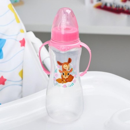 A bottle for feeding “Reindeer: mothers and babies”, classic throat, 250 ml., 0 months, fitted, with handles-2