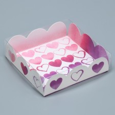 Bearbox, confectionery packaging with PVC lid, “with love”, 10.5 x 10.5 x 3 cm