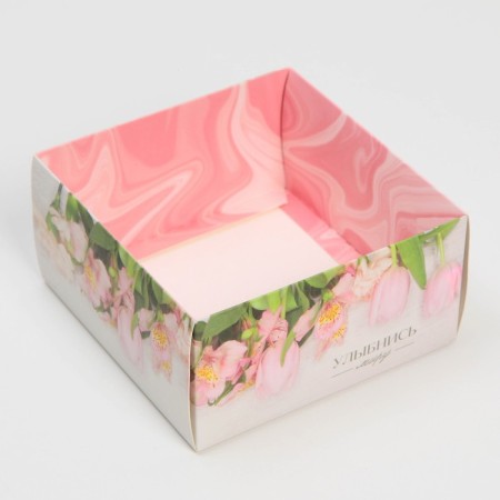 Box for confectionery products with PVC “Smile the World”, 11.5 x 11.5 x 6 cm-1