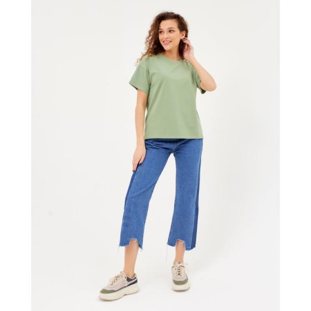 T-shirt female plain Minaku Regular Fit: olive color, river 44-3