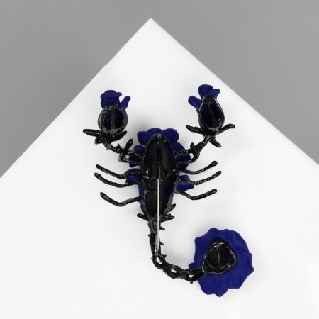 Brooch "Scorpio" rose, blue color in black metal-1