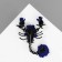Brooch "Scorpio" rose, blue color in black metal
