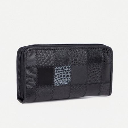Women's wallet on a zipper, with a pen, with a pen, black color-1