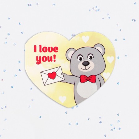 Valentine Double postcard "I love you!" bear-1