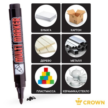 Permanent marker 3.0 mm, Crown Multi Marker, bullet, black-2