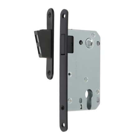 The latch is mortise magnetic, under the Lockland ZLK6BL cylinder, black color is black-3