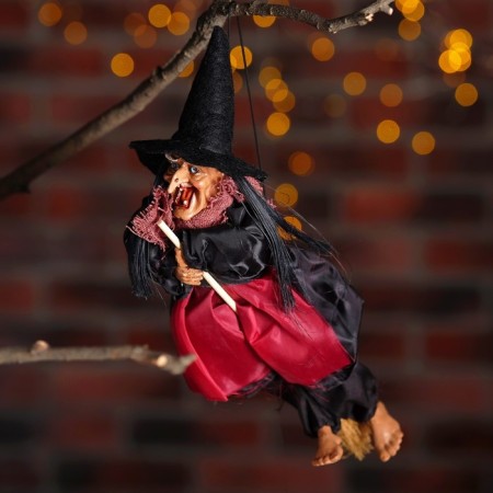 Baba Yaga in satin clothes, hanging, musical