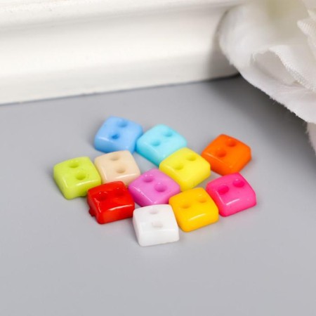 Buttons plastic for creativity 2 punctures "Color Squares" micro set 80 pcs 0.6x0.6cm-1