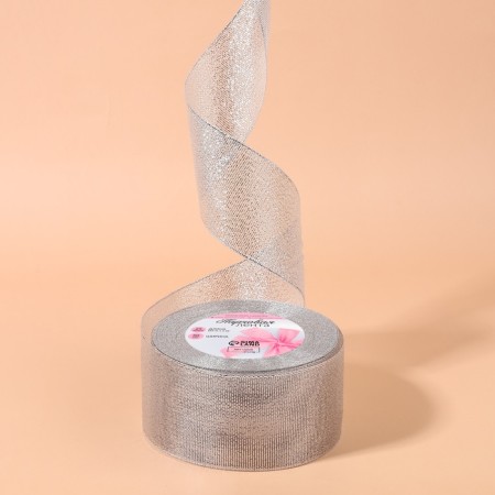 Brocade tape, 50 mm, 23 ± 1 m, silver color