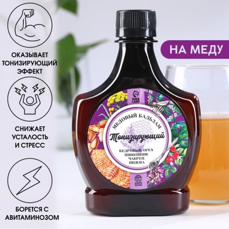 Honey balm “tonic”: cedar nut, rose hips, thyme, tansy, in a plastic bottle, 250 ml.