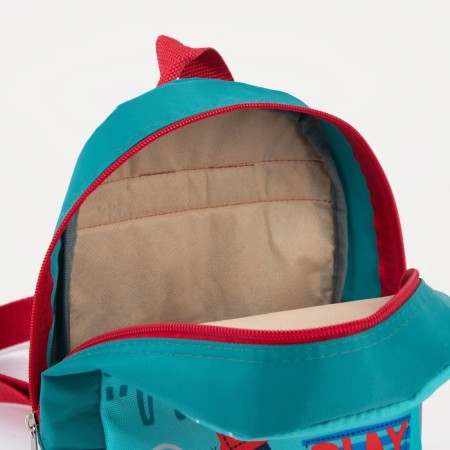 Baby backpack on a zipper, a reflective strip, turquoise color-5