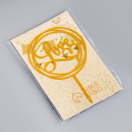 Topper "Love", a circle with a heart, gold, give beautifully-3