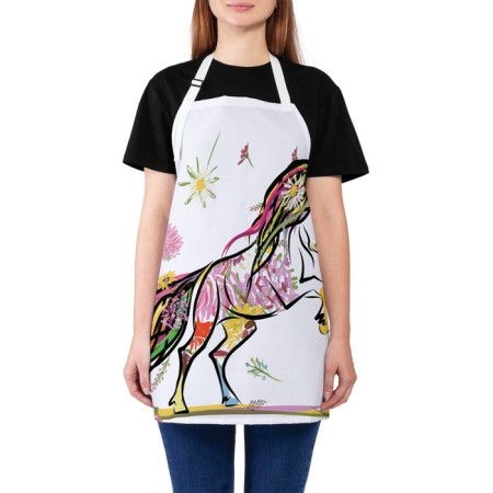 Apron kitchen with a photocrint "mystical horse", adjustable, size OS