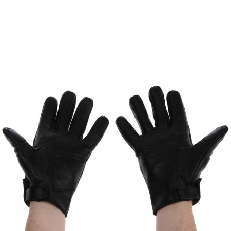 Motorcycle gloves with protective inserts, leather, size l-1