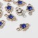 Connector "Flower" 2.4 × 1.5 × 0.7 cm, (set 10 pcs.), Blue color in gold