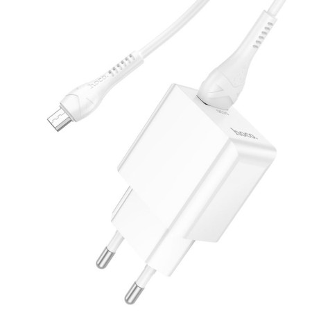 Network charger Hoco C98a, 1 USB, 18 W, QC, Micro USB -USB cable, 1 m, white-1