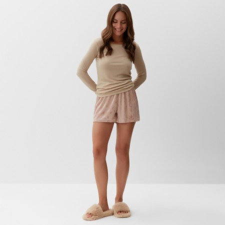 Home Home (Longsliv and Shorts) KAFTAN "velvet" set, 40-42, Rose/Bezh-1