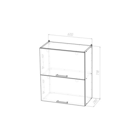 Cabinet hinged with 2 lifting doors, 60x30x72 cm, wenge, oak Gray-1