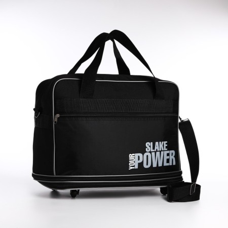 Road bag with lightning, with an increase, external pocket, long belt, black color